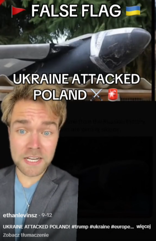 Nagranie w języku angielskim na TikToku o rzekomym ataku Ukrainy na Polskę wyświetlono ponad 400 tys. razy
