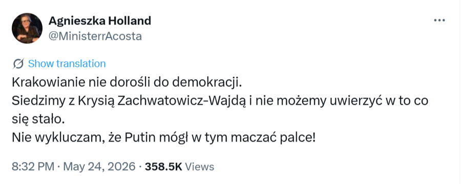 Pierwotna nazwa rzekomego konta Agnieszki Holland, na którym pojawił się fałszywy komentarz