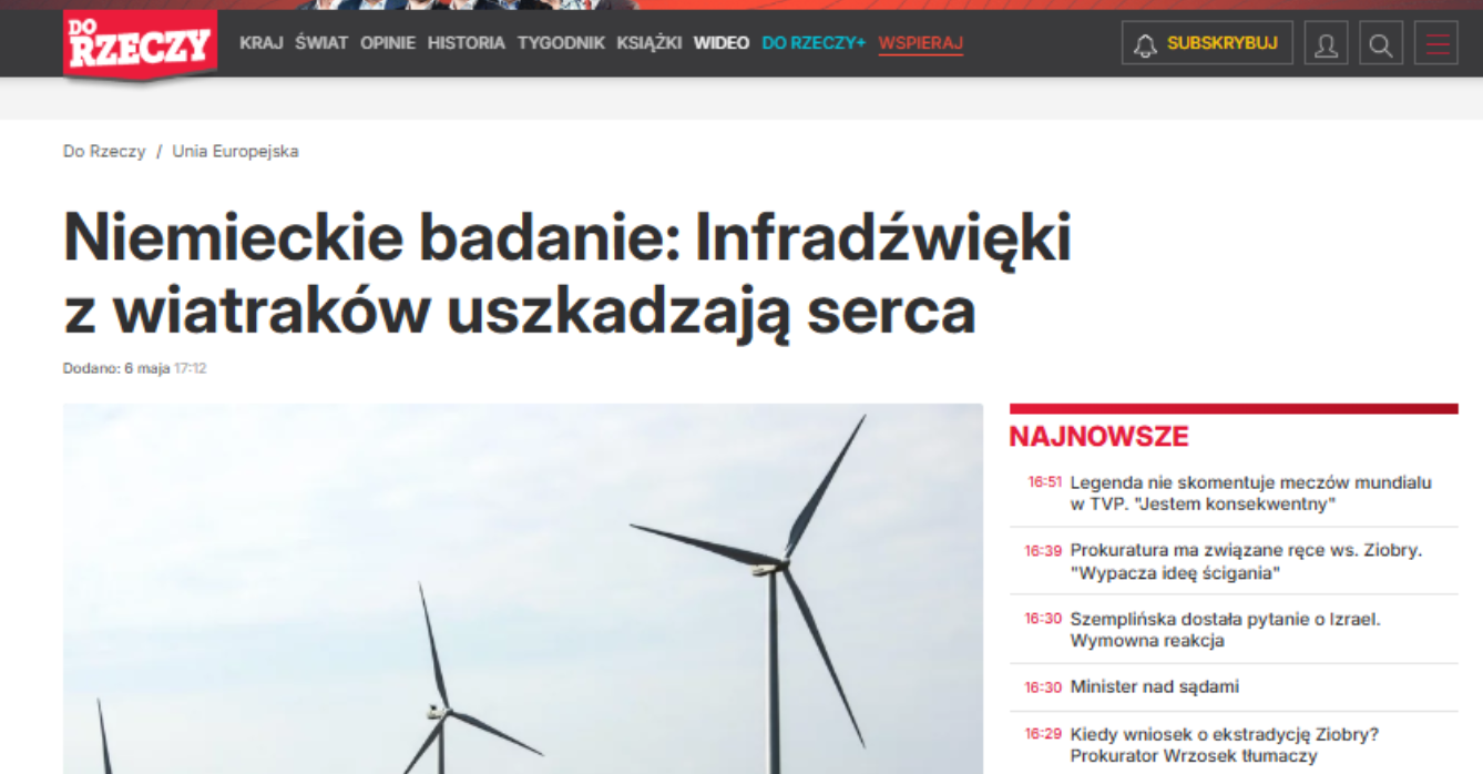 Tekst o "niemieckich badaniach" ukazał się w prawicowym serwisie 6 maja 2026 roku