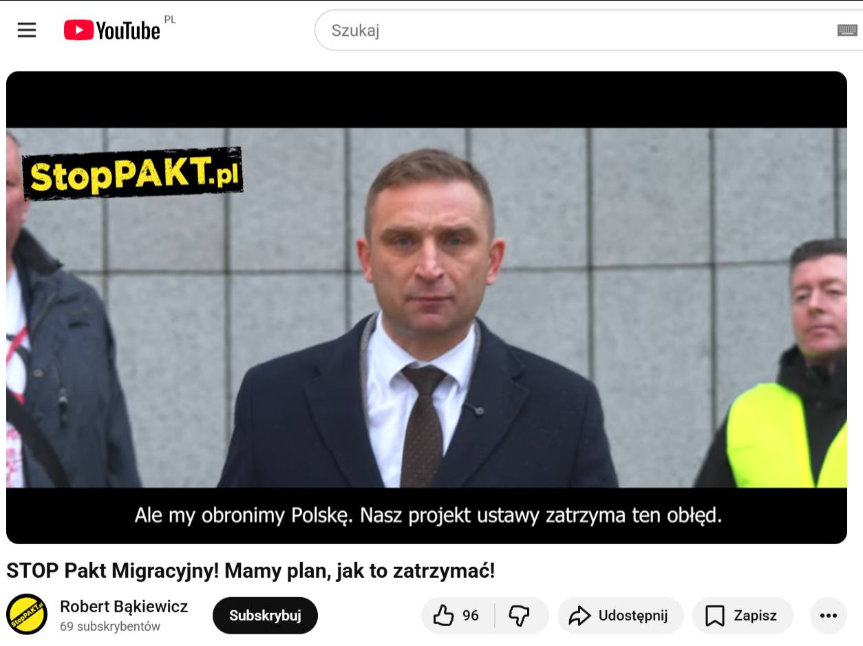 Fragment filmu promującego inicjatywę "Stop pakt migracyjny"