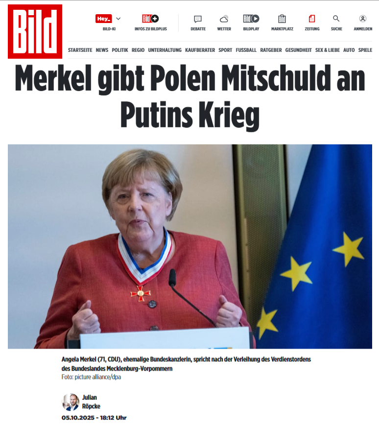 Artykuł tabloidu "Bild" z 5 października 2025 roku