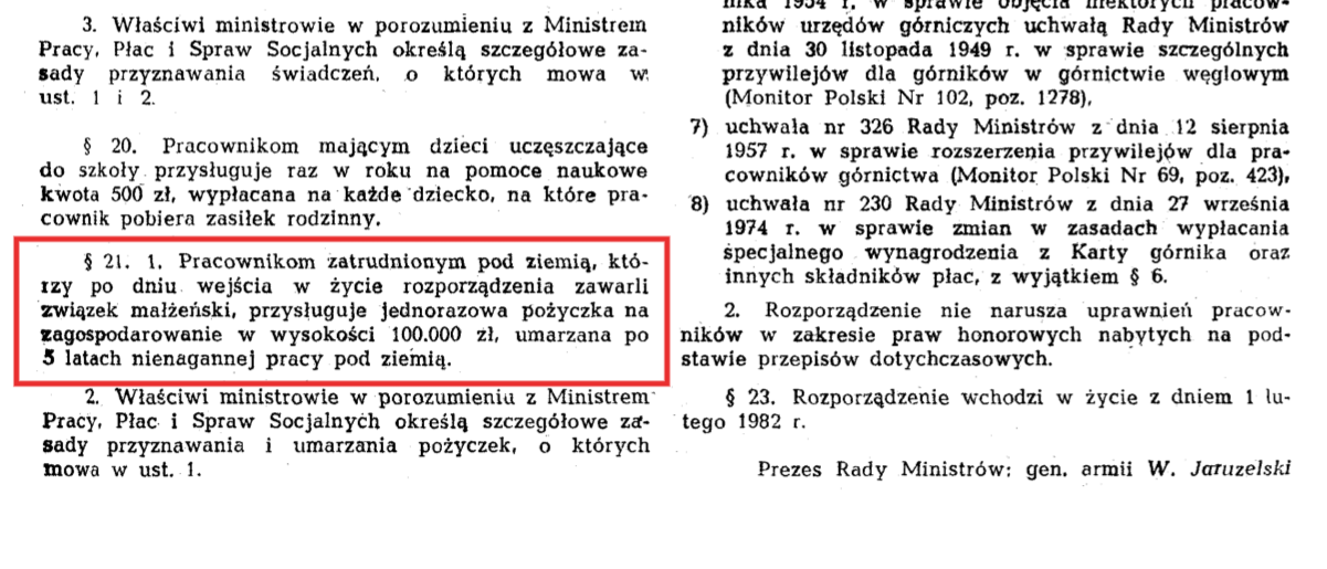 Fragment Karty górnika z 1981 roku