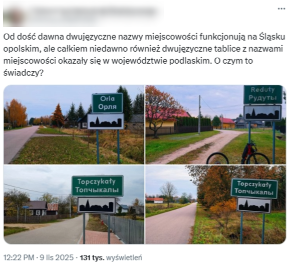 Post opublikowany 9 listopanad 2025 roku w serwisie X 