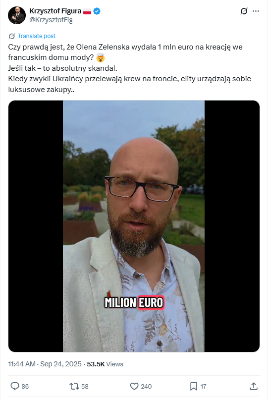 Post o Ołenie Zełenskej korzystającej z usług stylistki wygenerował ponad 50 tys. wyświetleń