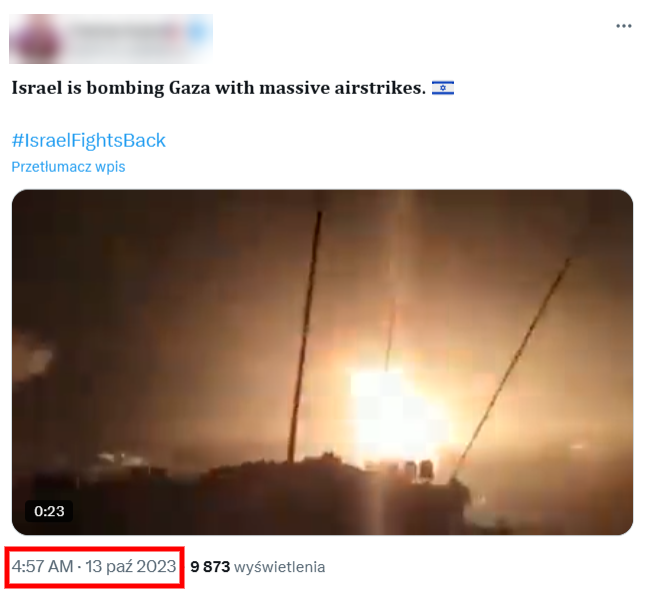 Nagranie publikowano już w październiku 2023 roku, w kontekście izraelskiego bombardowania Gazy