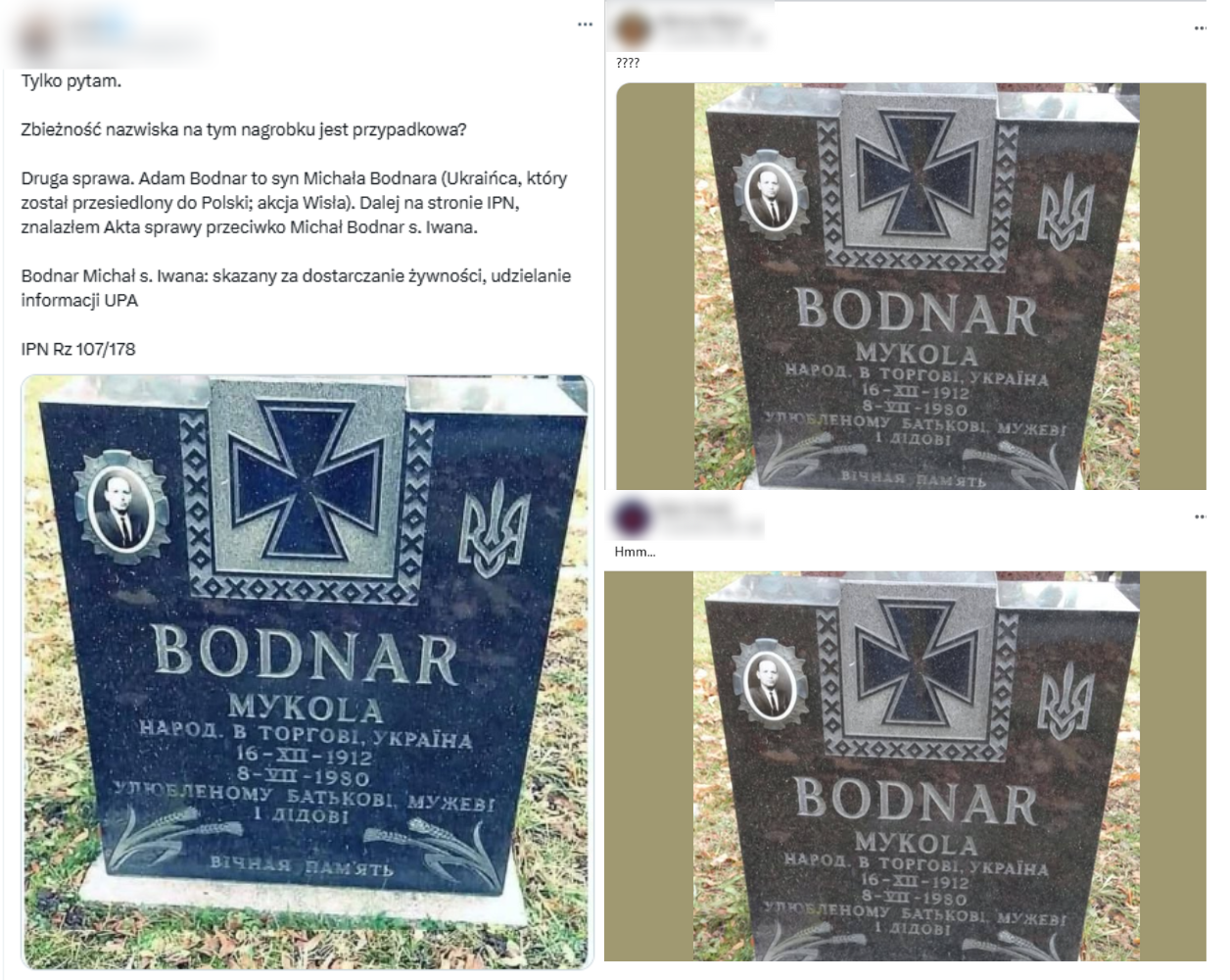 Przykładowe wpisy ze zdjęciem nagrobka