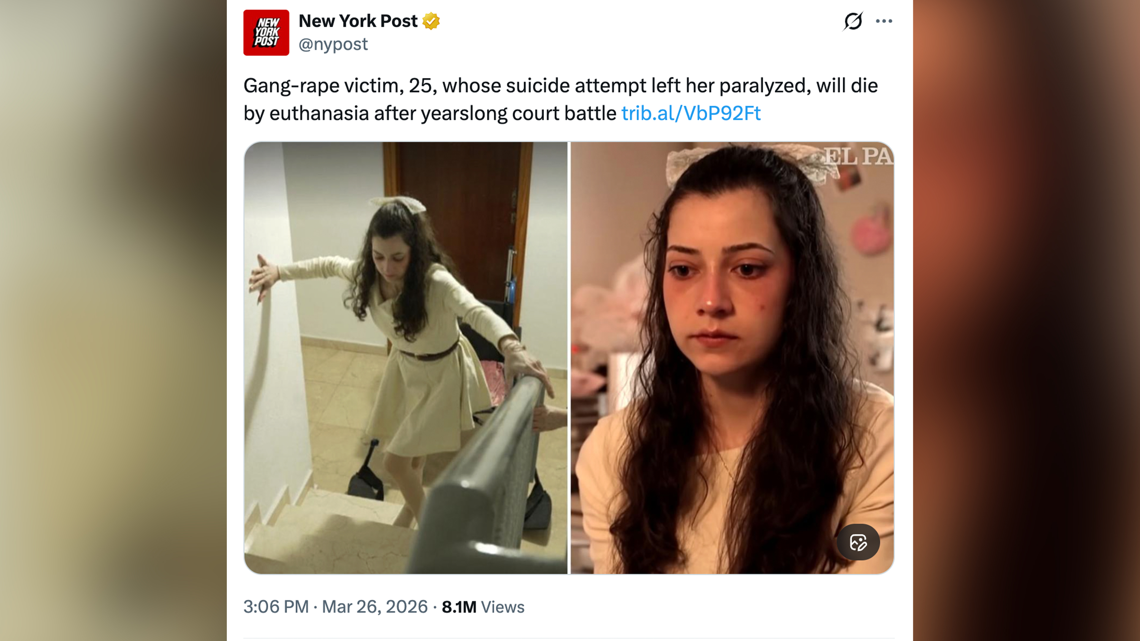 25-latka na kilka dni przed eutanazją udzieliła wywiadu dla stacji Antena 3