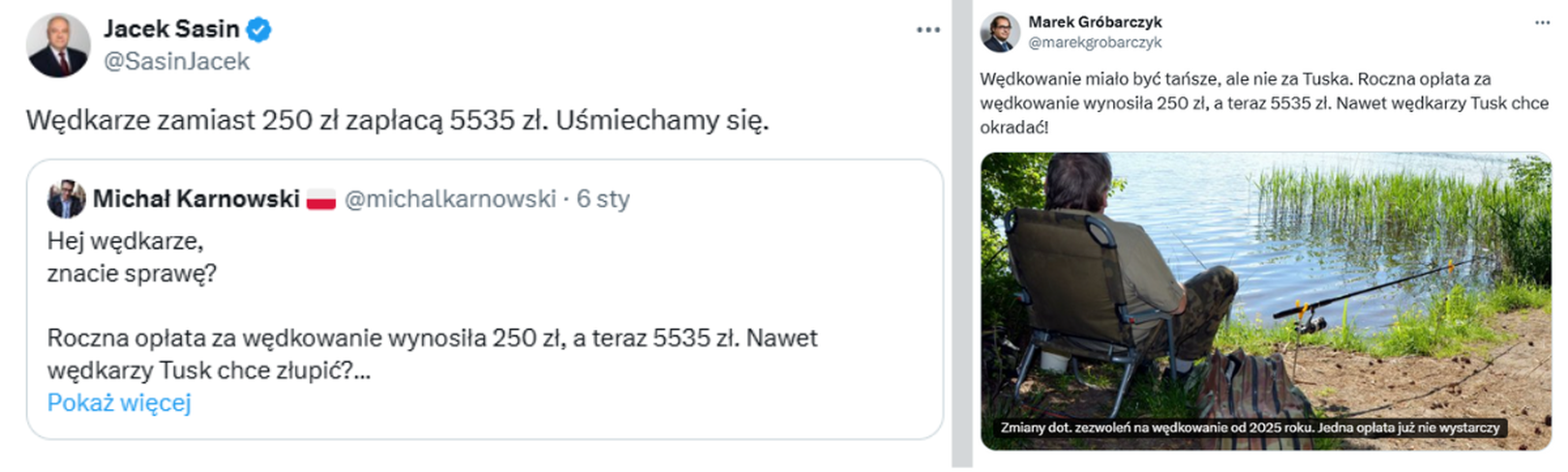 Wpisy z fałszywymi informacjami o zwiększonej "opłacie za wędkowanie"