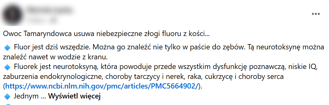 Internauta na Facebooku przekonuje, że fluor powoduje m.in. choroby serca