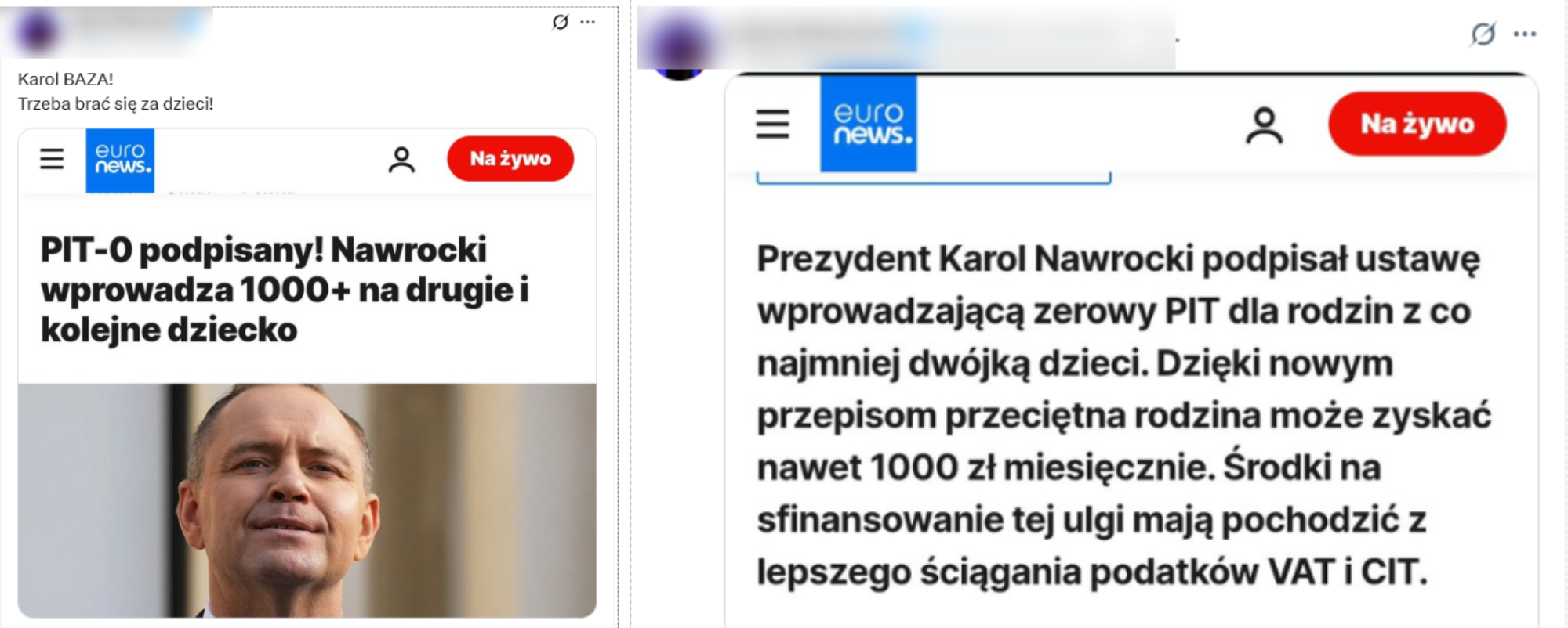 Wpis o rzekomym "wprowadzaniu 1000 plus"