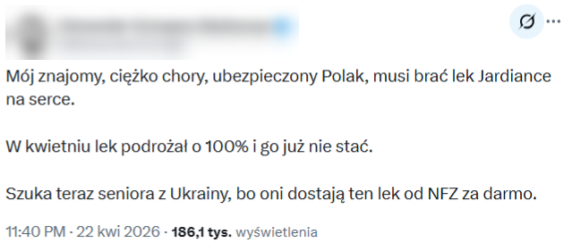 Post, który stał się bazą do nagłaśnianego fake newsa