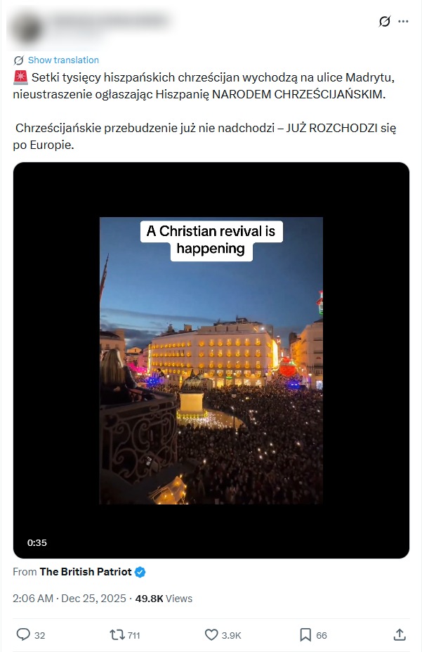 Nagranie z rzekomym protestem wiernych obejrzano niemal 50 tys. razy