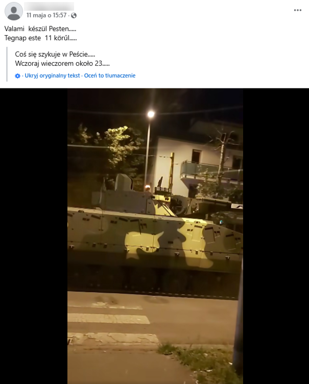 Najstarsza wersja nagrania, opublikowana 11 maja 2025 roku w serwisie Facebook