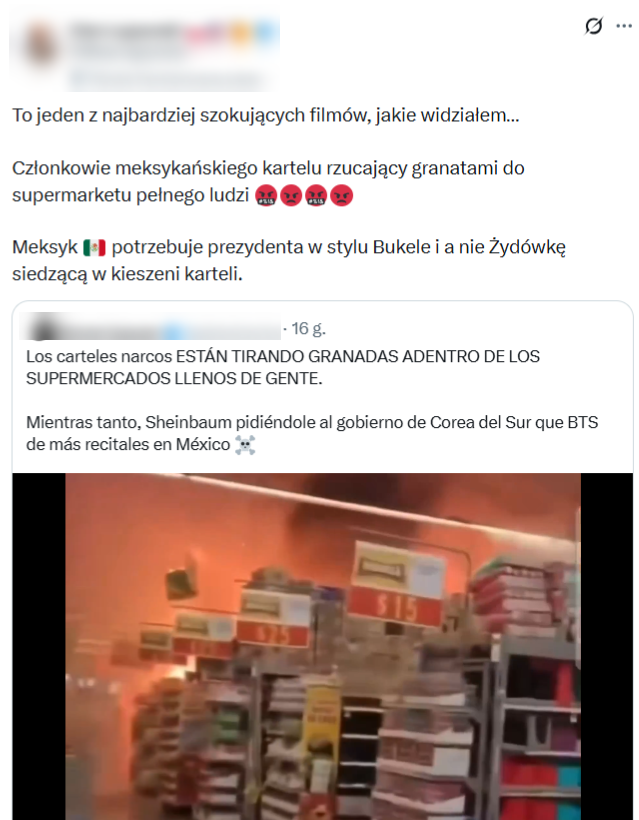 Wprowadzający w błąd post - tego pożaru nie wywołały granaty