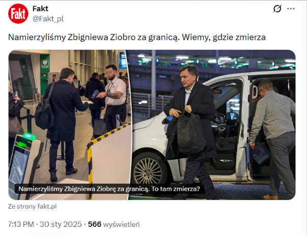 W części postów teraz rozsyłanych wykorzystano zdjęcie "Faktu" ze stycznia 2025 roku   