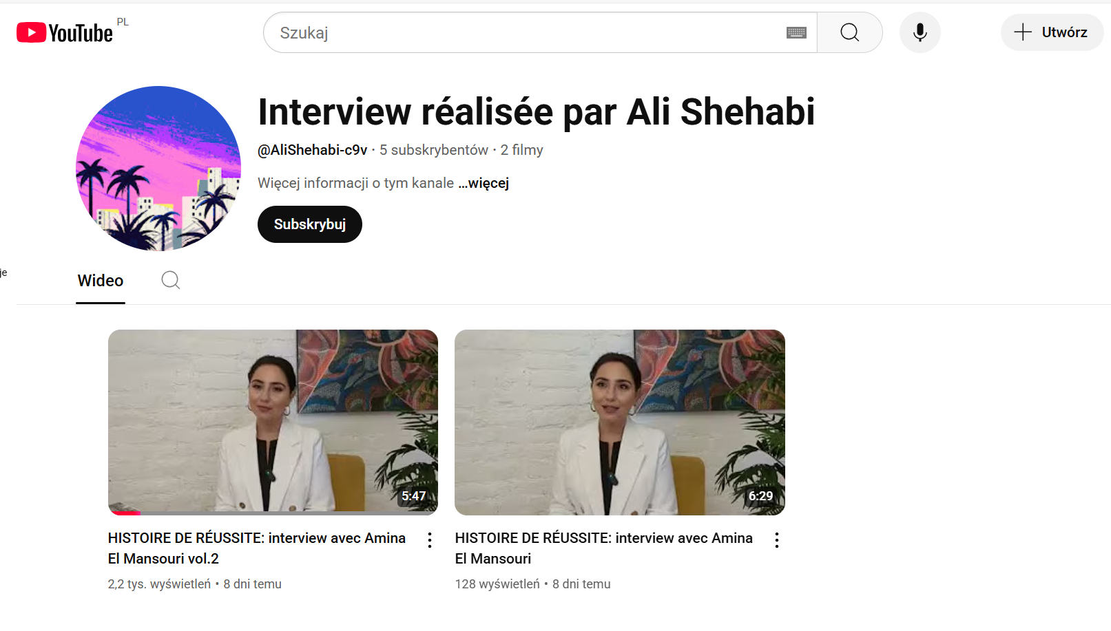 Na kanale nie ma żadnych nagrań, oprócz dwóch części wywiadu ze stylistką