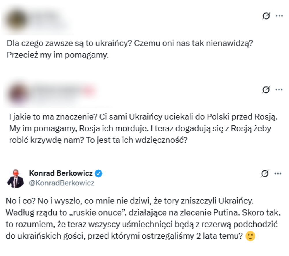 Wpisy o dywersji, "ukraińskich gościach" i niewdzięczności