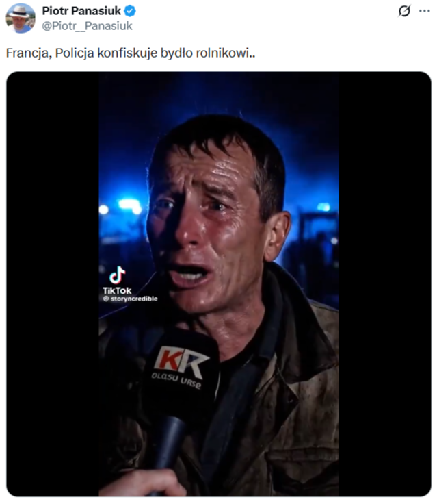 Wprowadzający w błąd post opublikowany 14 grudnia w serwisie X 