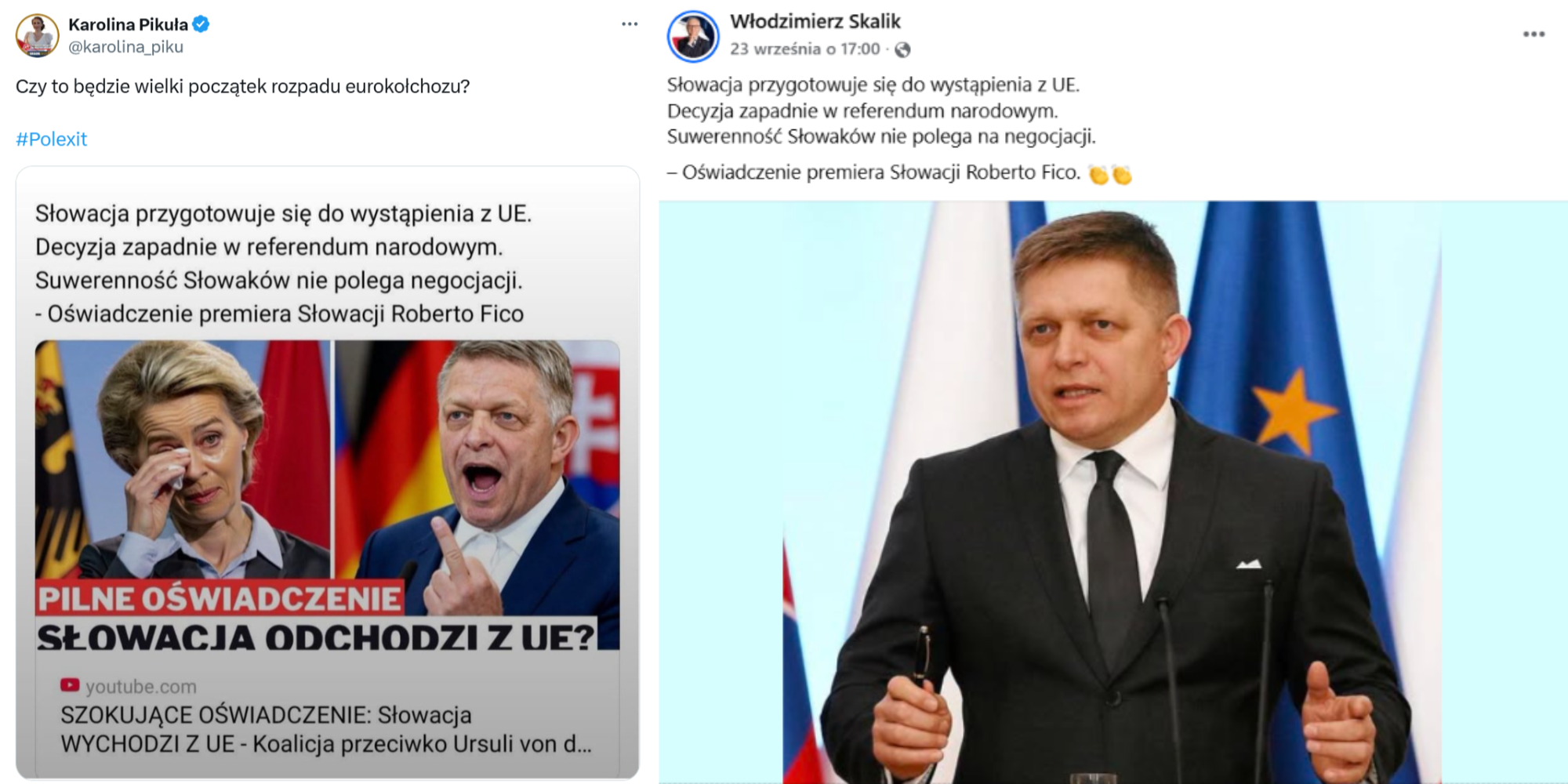 Wpisy polityków o rzekomym referendum w Słowacji