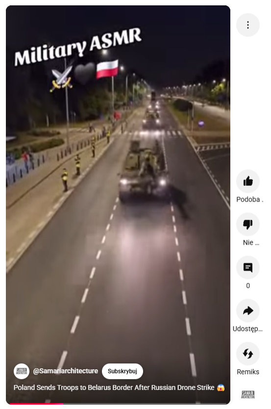 Wprowadzające w błąd nagranie opublikowane w serwisie YouTube 11 września 2025 roku