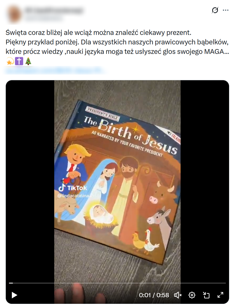 Polski wpis o książce z Donaldem Trumpem i Jezusem