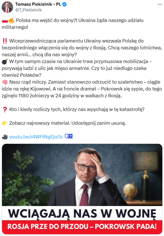 Wpis opublikowany 22 lipca 2025 roku w serwisie X