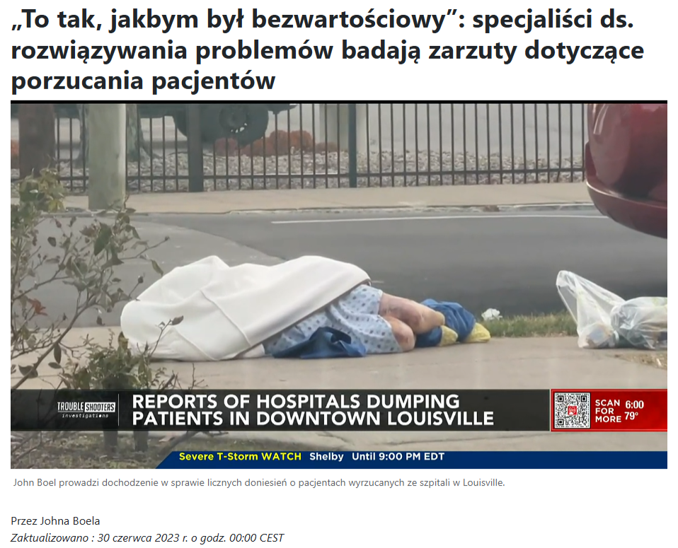 Nagranie to fragment reportażu amerykańskiej stacji WAVE 3 News z czerwca 2023 roku (tłumaczenie maszynowe)