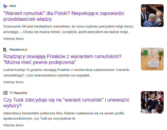 Artykuły o "wariancie rumuńskim", który miałby zostać przeprowadzony w Polsce po wyborach prezydenckich