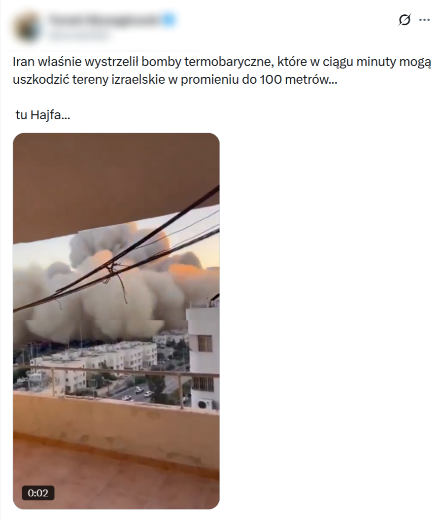 Izraelska flaga na budynku miała być dowodem na to, że nagranie powstało w izraelskiej Hajfie