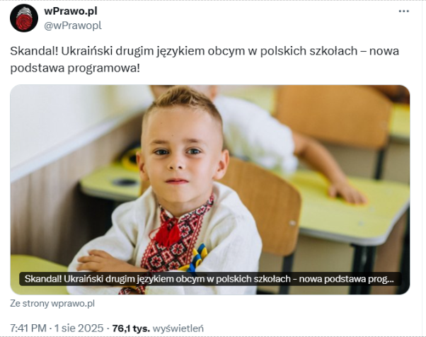 Fałszywy przekaz o ukraińskim jako drugim języku obcym rozchodzi się w sieci 