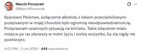 Poseł PiS potwierdził 2 czerwca zdarzenie, do którego doszło na lotnisku 