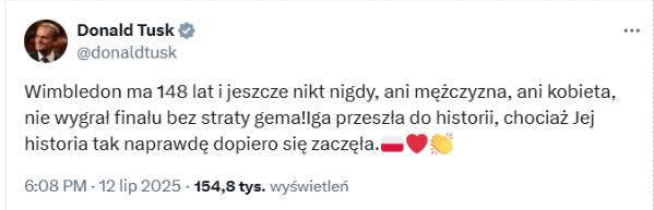 Donald Tusk nie miał racji, komentując zwycięstwo Igi Świątek 