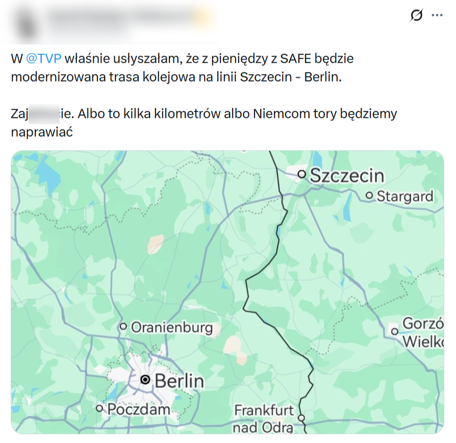 Źródłem informacji miała być Telewizja Polska - jednak tam nie mówiono o "remontowaniu torów Niemcom"