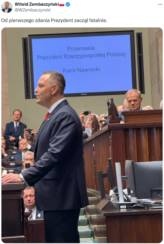 Post z oryginalnym zdjęciem pojawił się na profilu posła KO Witolda Zembaczyńskiego