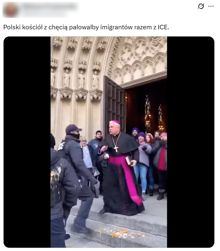 Tylko na jednym z profili film pokazujący rzekomą konfrontację agentów ICE z duchownym wyświetlono niemal 80 tys. razy 