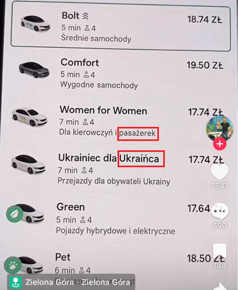 Literówki wskazują, że pokazany widok aplikacji jest przeróbką 