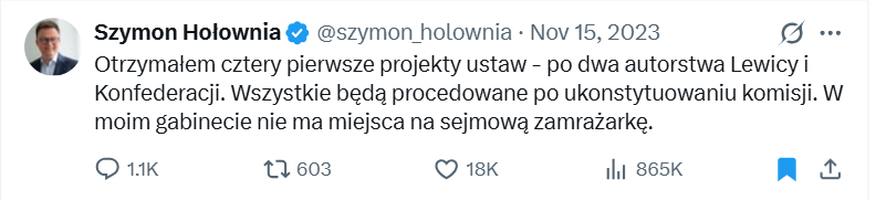 To Szymon Hołownia zapowiadał likwidację zamrażarki sejmowej. Założona przez niego partia teraz przyznaje, że obietnicy nie zrealizowano