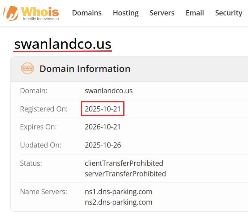 Fałszywą stronę zarejestrowano 21 października 2025 roku. Prawdziwa działa od 2013 roku 