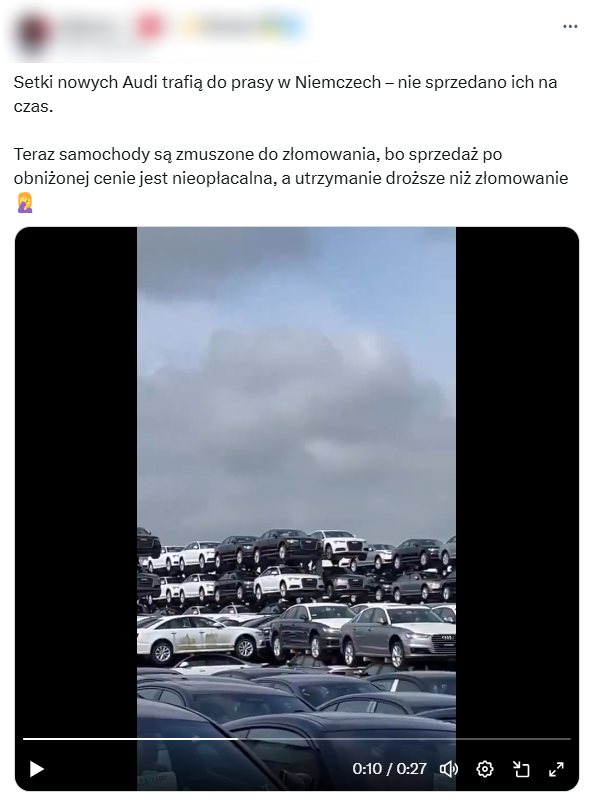 Film z "setkami nowych Audi" krąży nie tylko w polskim internecie