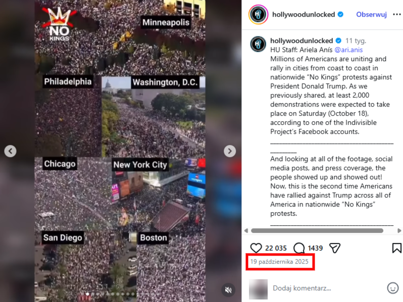 Niemal identyczny materiał krążył w sieci już w październiku 2025 roku 