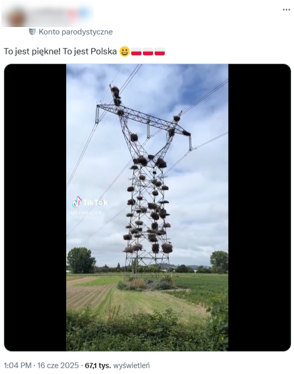 Wprowadzający w błąd post opublikowany 16 czerwca 2025 roku w serwisie X