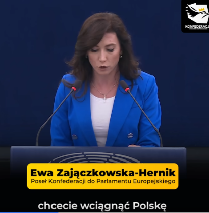 "Nie wciągajcie nas do wojny!" - napisała europosłanka Konfederacji, publikując fragment wystąpienia na Facebooku 