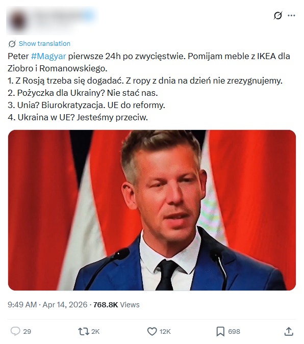 Wpis z rzekomymi tezami przedstawionymi przez Magyara ma setki tysięcy wyświetleń