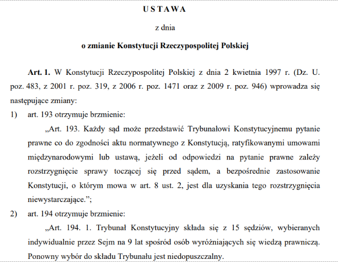 Senacki projekt ustawy o zmianie konstytucji z marca 2024 roku  