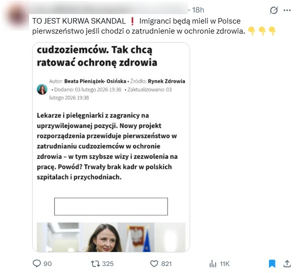 Post z przekłamaną informacją wywołał wiele komentarzy