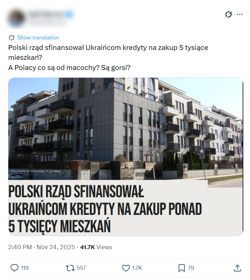 Wpis o opłaconych kredytach dla Ukraińców wyświetlono ponad 40 tys. razy 