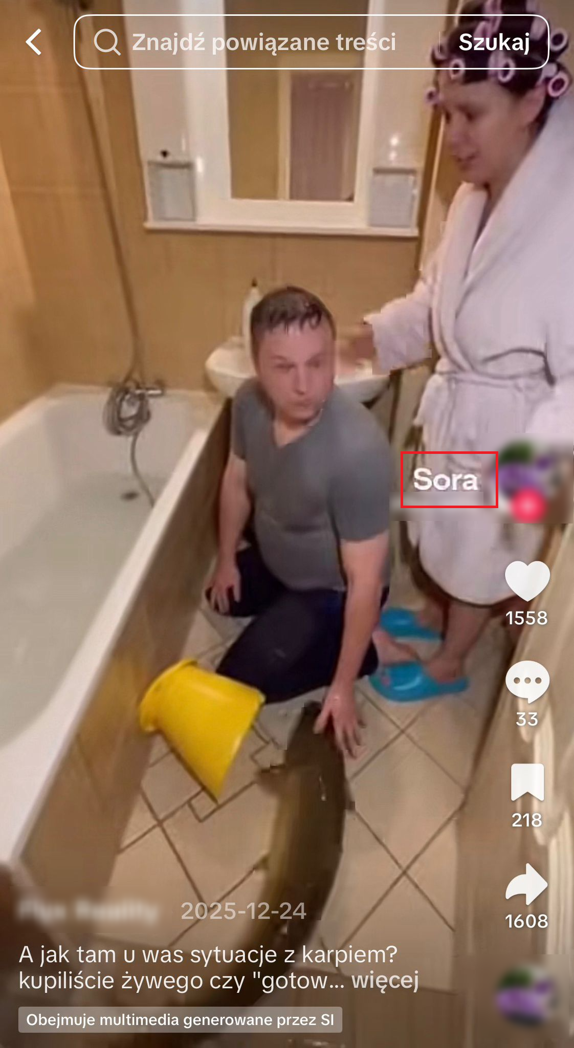 Na pierwszym opublikowanym na profilu filmie twórcy nie usunęli dowodu na użycie AI