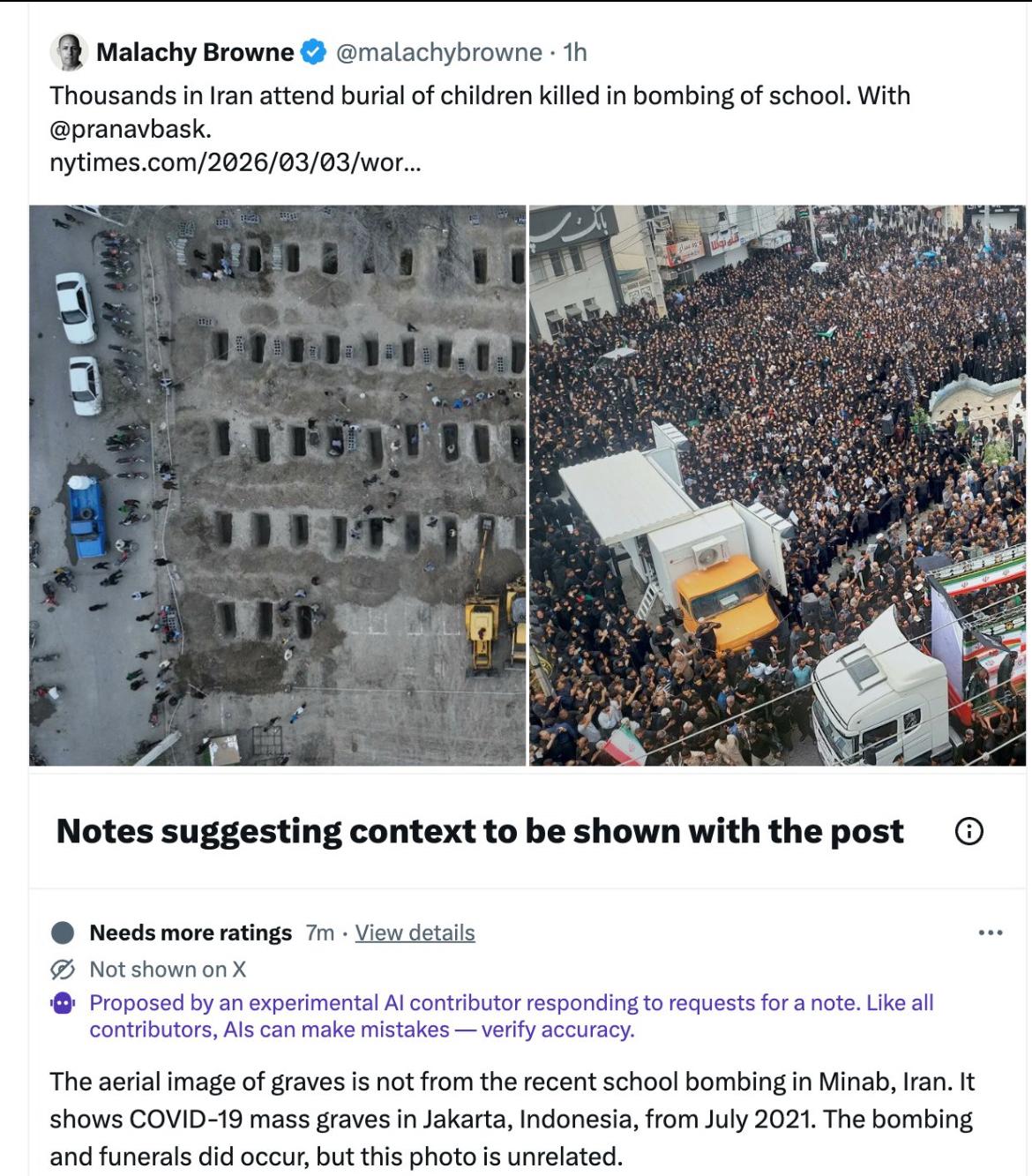 Wygenerowana nota społeczności tym razem wprowadzała w błąd, tak jak i Grok 