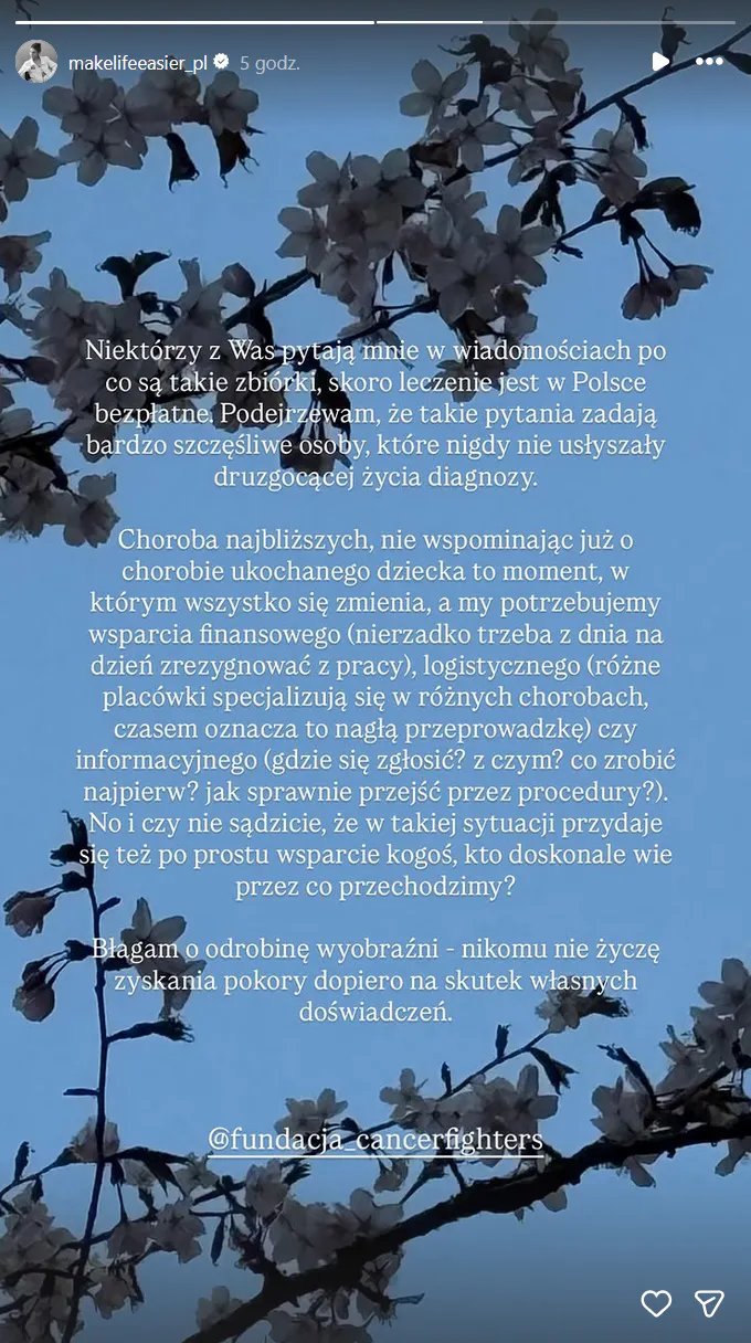 Początek wpisu córki premiera, którego nie zacytowano w całości