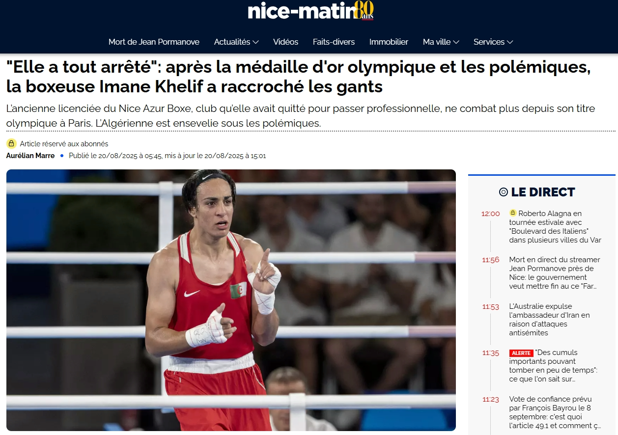 O rzekomym zakończeniu kariery przez Imane Khelif poinformował jej były trener w rozmowie z redakcją francuskiego dziennika "Nice-Martin"